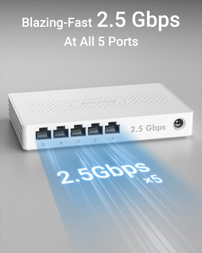 BrosTrend 5-Port 2.5GBEthernet Switch for Gamers and Home Offices
