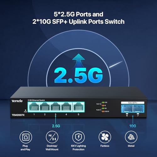 Tenda 5-Port 2.5G Ethernet Switch for Home & Small Businesses