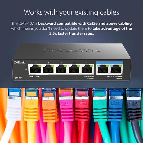 D-Link DMS-107 7-Port Gaming Switch for High-Speed Home Networks