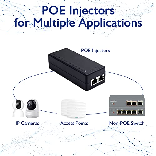 30W Gigabit PoE Injector - IEEE 802.3af/at Compliant Up to 100m Range
