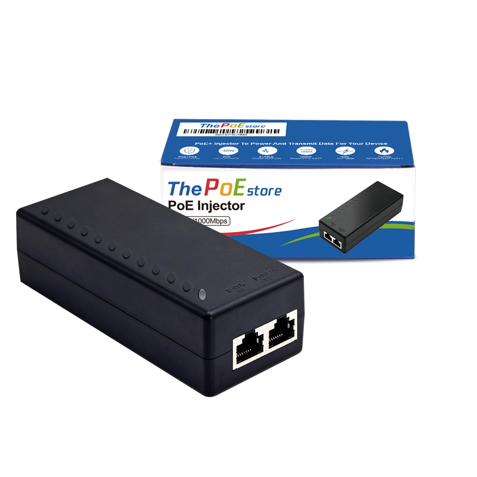 30W Gigabit PoE Injector - IEEE 802.3af/at Compliant Up to 100m Range